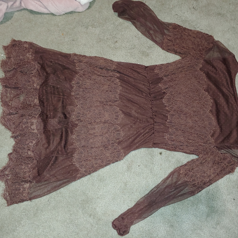 Maurices Brown Long Sleeve Lace Dress